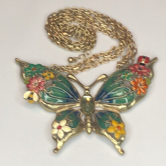Lovely Butterfly Statement Necklace - Picture 1 of 6